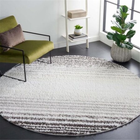 Safavieh 7 x 7 ft. Berber Shag Contemporary Round Power Loomed Rug; Ivory & Grey BER559F-7R